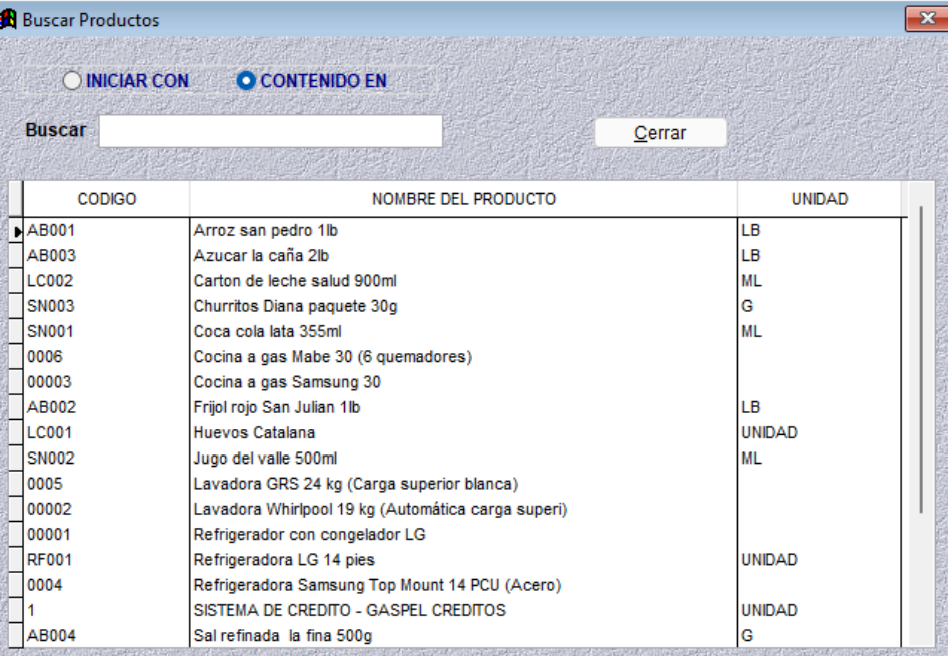 Ayuda F4 para productos