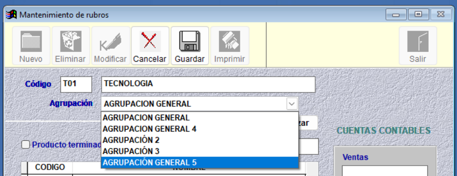 Crear rubro desde maestro