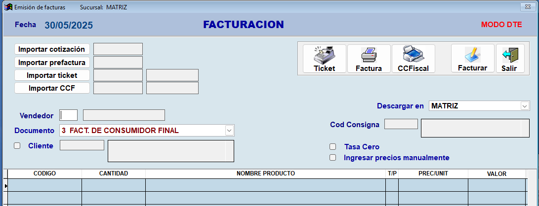 Generación de facturas