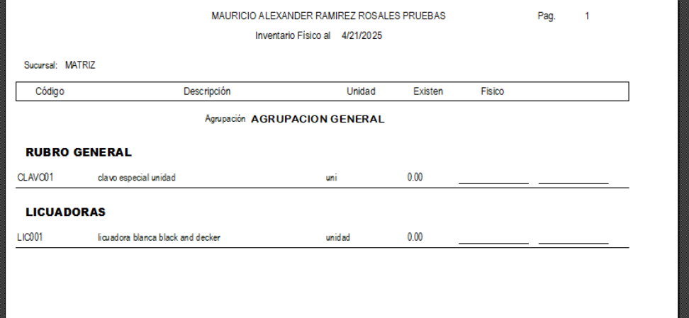 Vista preliminar del listado